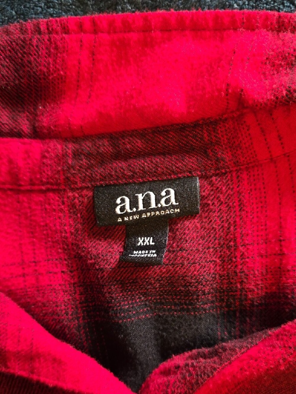 a.n.a Red and Black Plaid Flannel Shirt - Picture 2 of 3